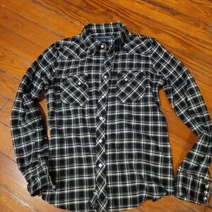 Ralph Lauren Slim Fit Black Plaid Women's Button Down Shirt -size 10 - Like New
